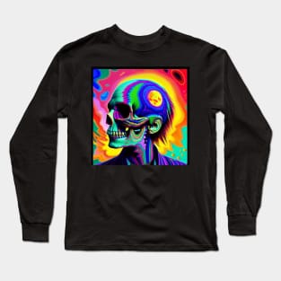 Vibrant Trippy Skull Art 3 Long Sleeve T-Shirt